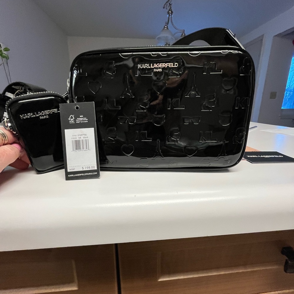 NWT Karl Lagerfeld Paris Maybelle Crossbody Camera Bag With Coin Purse Has COA - Picture 3 of 11